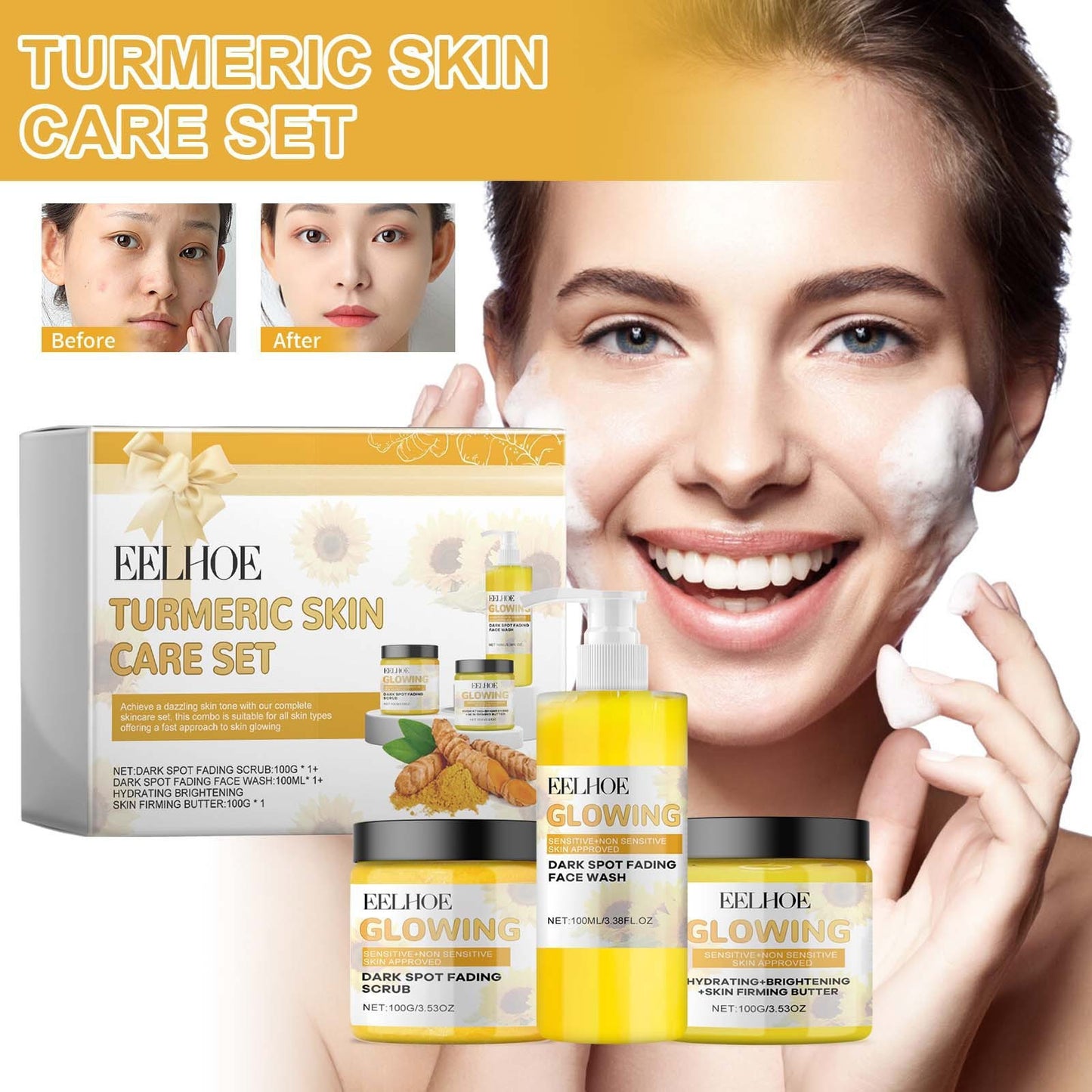 Turmeric Skin Care Set Hydrating Cleansing