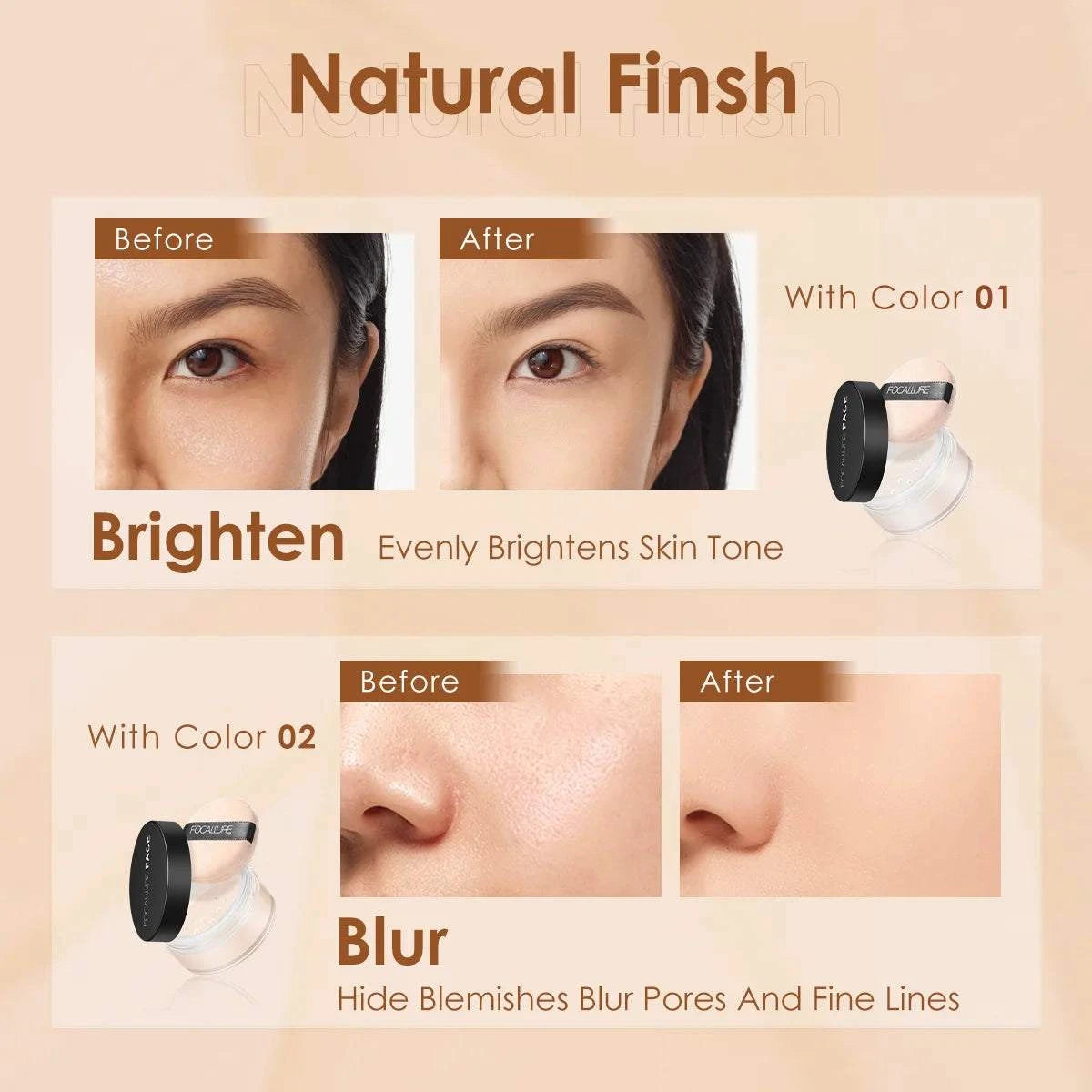 Invisible Finish Loose Setting Powder Translucent Natural Soft Face Makeup Powder Oil Control Face Loose Powder